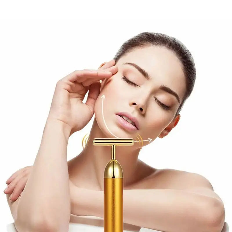 Energy 24K Gold T Beauty Bar Facial Roller Massager - Rora's Beauty