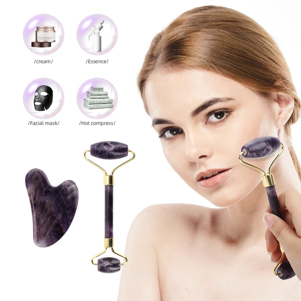 Violet Gua Sha Facial Massage Roller - Rora's Beauty