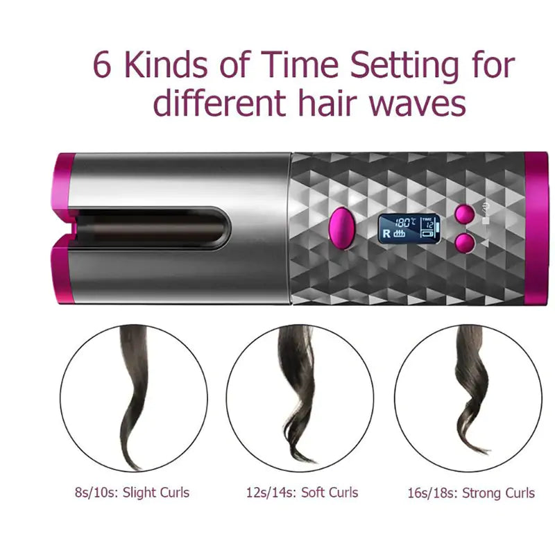 Cordless Rotating Hair Curler - Rora's Beauty