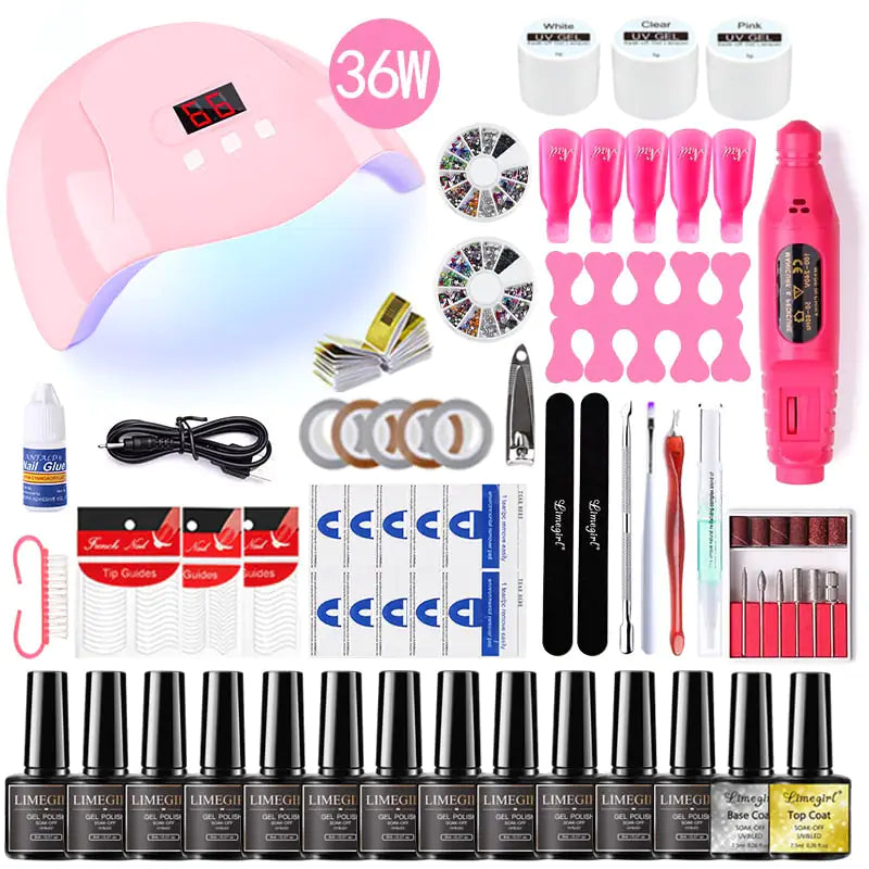 Poly nail Gel Kit With 54W UV Lamp - Rora's Beauty