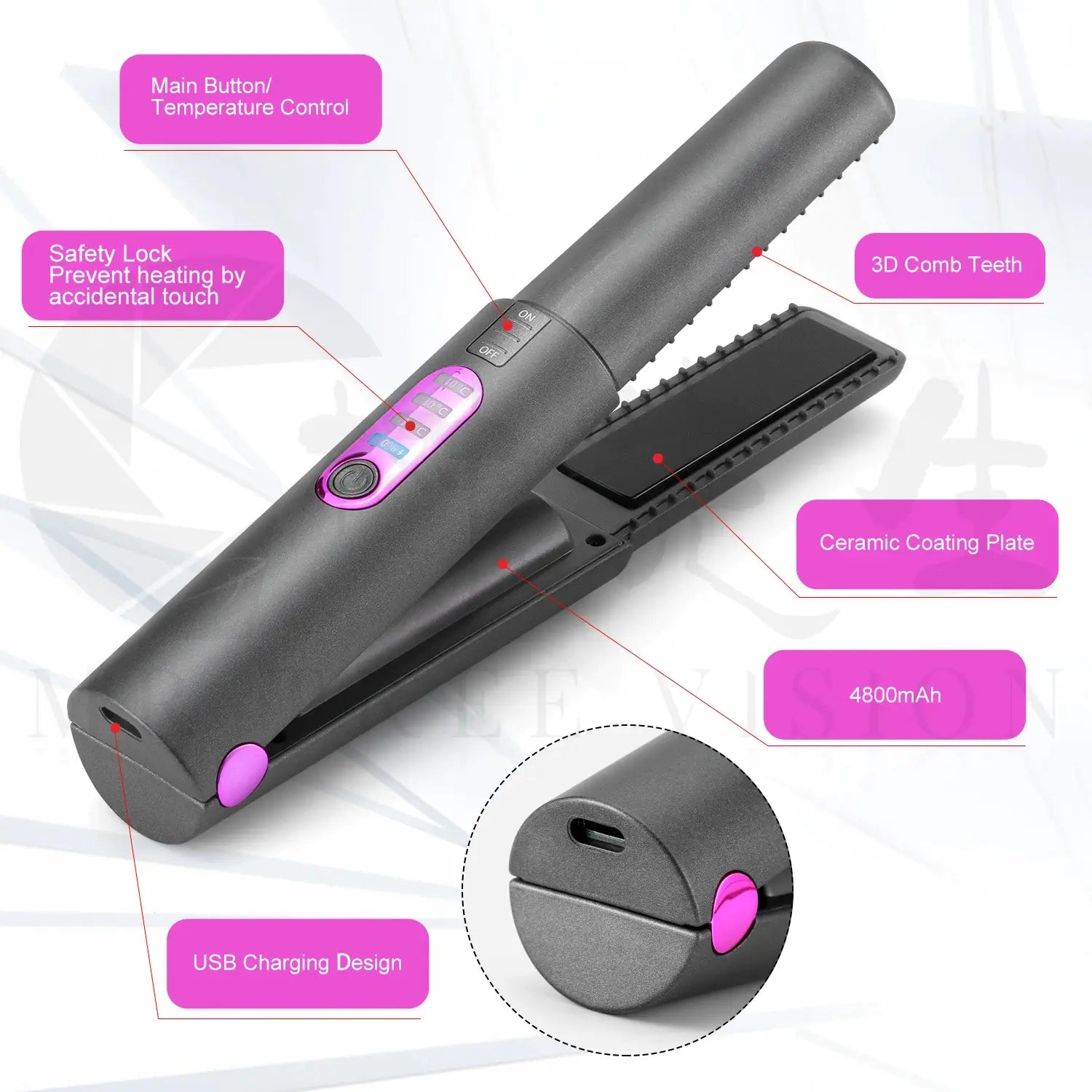 Cordless Hair Straightener and Curler - Rora's Beauty